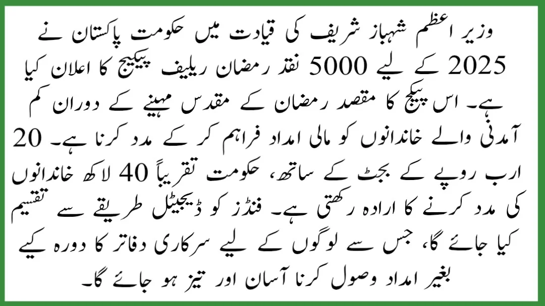 5000 Ramadan Relief Package 2025 – Complete Guide on Eligibility & Registration